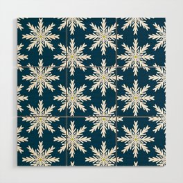 Christmas Snowflakes Blue and Green Wood Wall Art