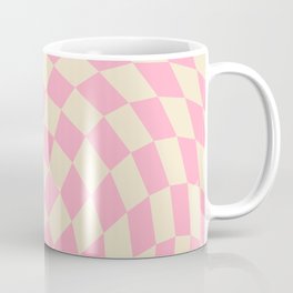 70s Retro Warped Grid in Pink & Beige Mug