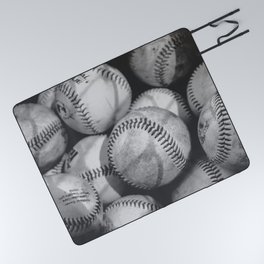 Baseballs in Black and White Picnic Blanket