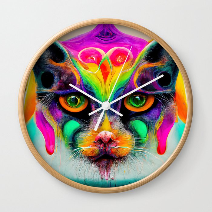 Psychedelic Cat Wall Clock