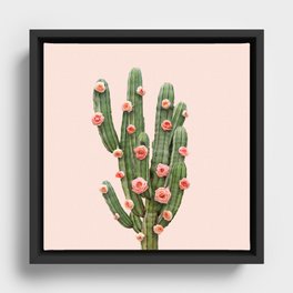 CACTUS AND ROSES Framed Canvas