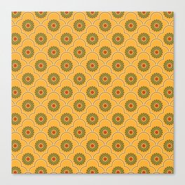  Ethnic Ogee Floral Pattern Yellow Canvas Print