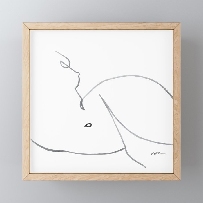 Woman Line Drawing (Breast) Framed Mini Art Print