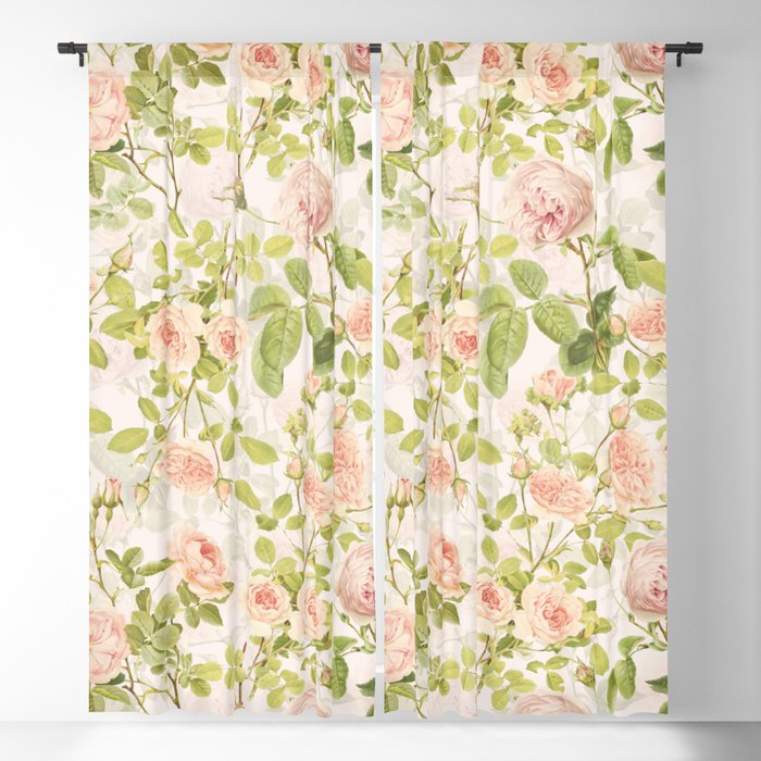 Vintage & Shabby Chic - Summer Rose Flowers Garden Blackout Curtain