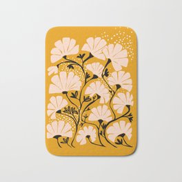 Ever blooming good vibes mustard yellow Bath Mat | Outdoor, Garden, Digital, Shapes, Flowers, Simple, Happy, Floral, Art Nouveau, Wildflowers 