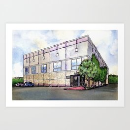 The Pam The Beesly Office Building Watercolor Art Print