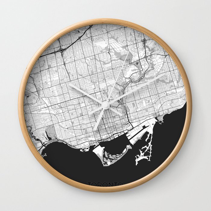 Toronto Map Gray Wall Clock