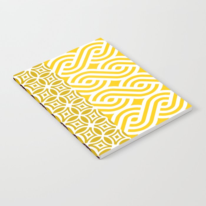 Yellow Plaits Pattern on Black and White Notebook