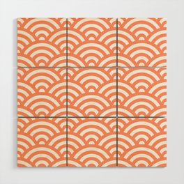 Coral Japanese Waves Pattern Wood Wall Art