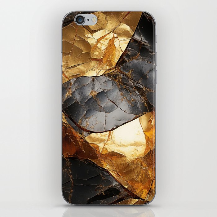 Gold and black shiny metal pattern iPhone Skin