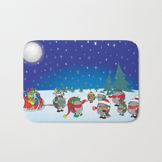 Hedgehog's Christmas magic Bath Mat