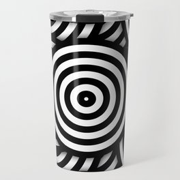 Retro Black White Circles Op Art Travel Mug