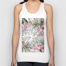 Watercolor forest green pink gold tropical orchid floral Unisex Tank Top