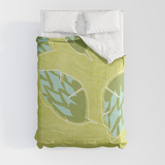 Grean Tea Leaves Pattern Comforter