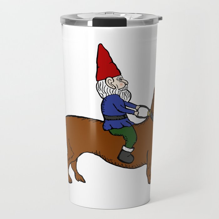 Gnome Riding a Dachshund Travel Mug