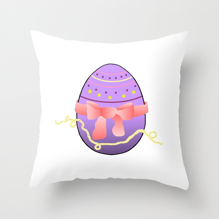 Egg and Pink Bow 01 Throw Pillow