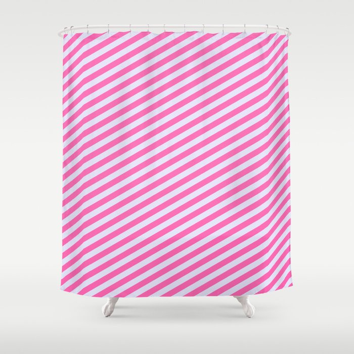 Lavender and Hot Pink Colored Lines Pattern Shower Curtain