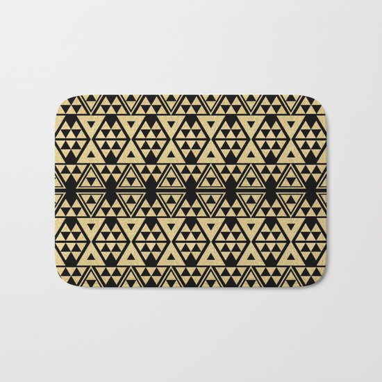 Black and Gold Geometric Pattern 2 Bath Mat