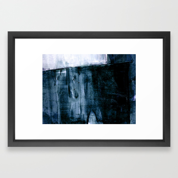 Indigo Blue And White Minimalist Abstract Painting Framed Art