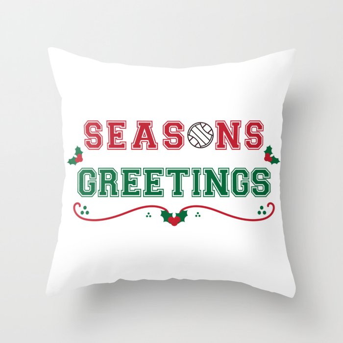 Volleyball Seasons Greetings Throw Pillow
