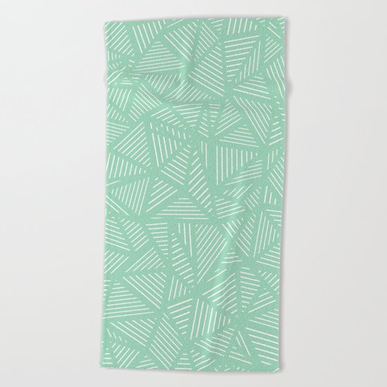 Geo Lines Mint Beach Towel