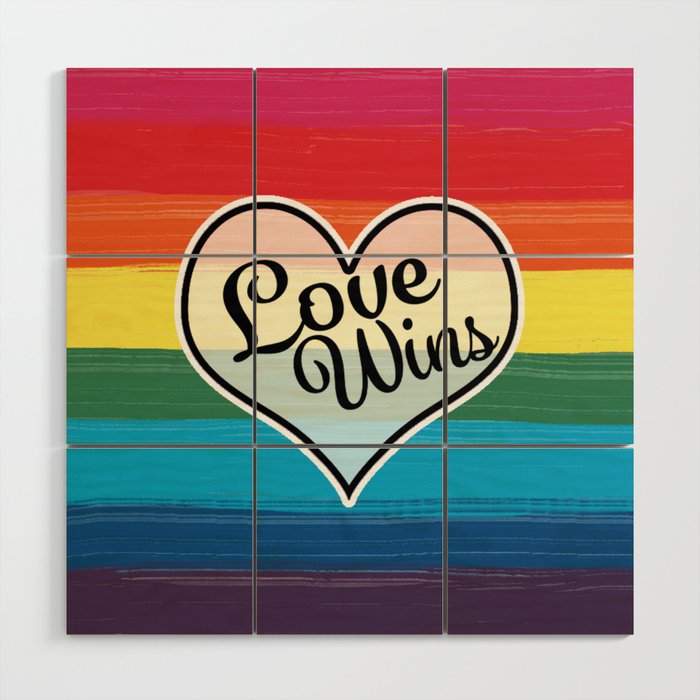LGBTQ+ Pride Love Wins Paint Stroke Design Wood Wall Art by Purposely ...