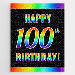 [ Thumbnail: Fun, Colorful, Rainbow Spectrum “HAPPY 100th BIRTHDAY!” Jigsaw Puzzle ]