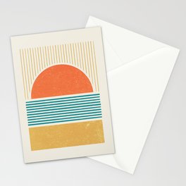 Sun Beach Stripes - Mid Century Modern Abstract Stationery Card