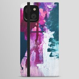 Complexity: a pretty abstract mixed-media piece in teal and purple by Alyssa Hamilton Art iPhone Wallet Case
