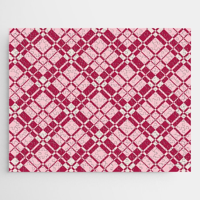 Red and pink gingham checked Jigsaw Puzzle