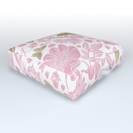 Elegant Rosewater Pink Gold Butterfly Floral Pattern Outdoor Floor Cushion | Gold, Strawberriespattern, Pinkfloral, Strawberries, Pinkflowers, Butterflypattern, Elegant, Rosespattern, Elegantbutterfly, Pink 