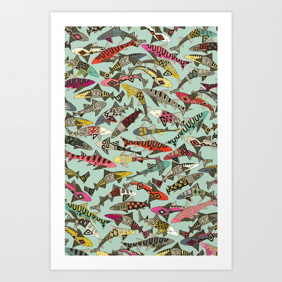 shark party summer Art Print
