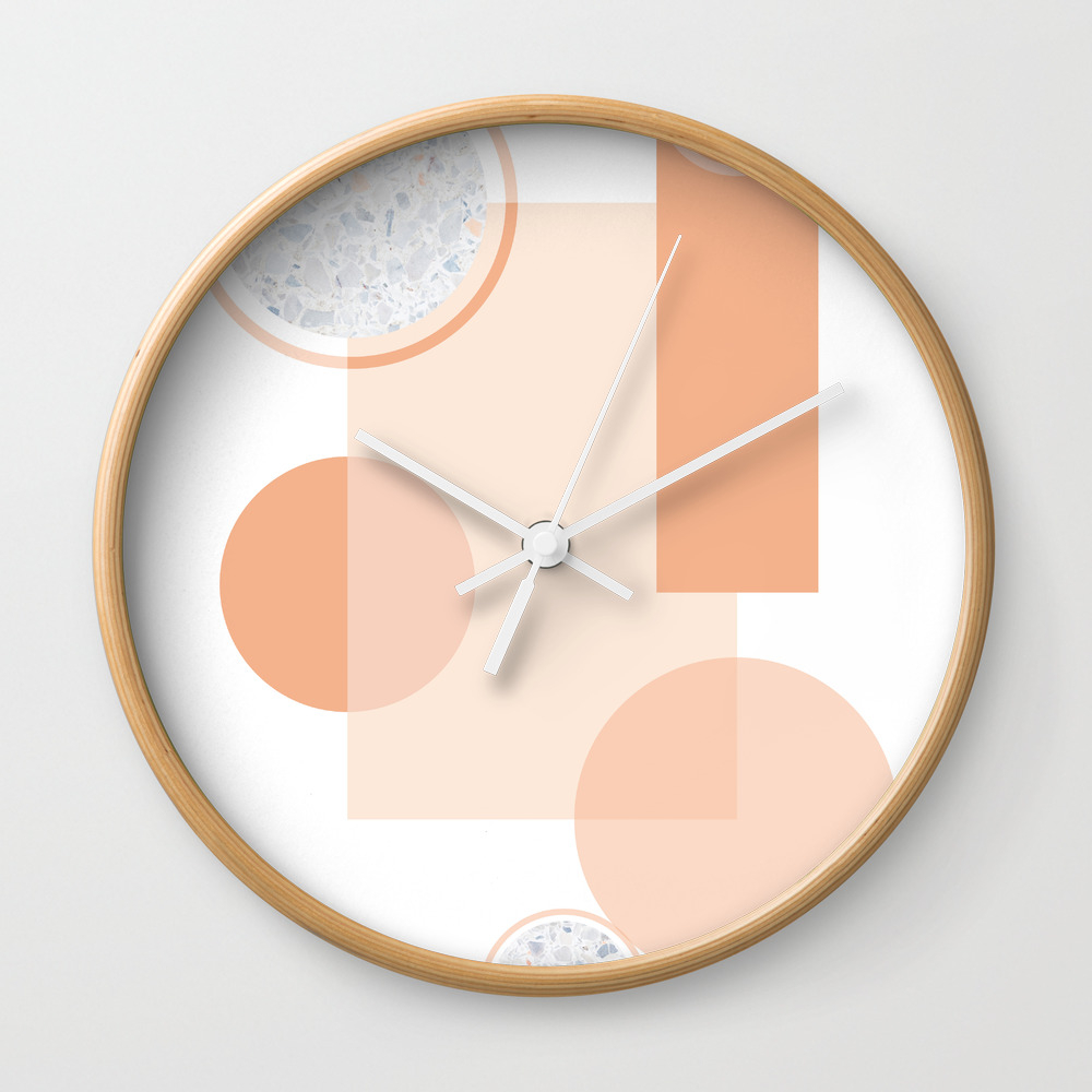 Minimal Abstract Modern Design Terracortta Orange Wall Clock By
