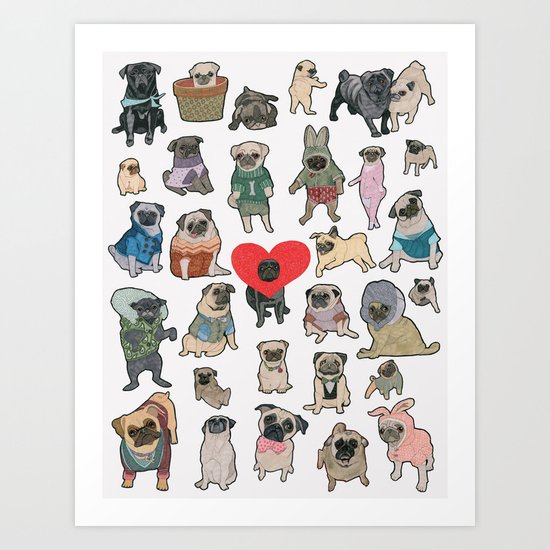 Pugs Art Print