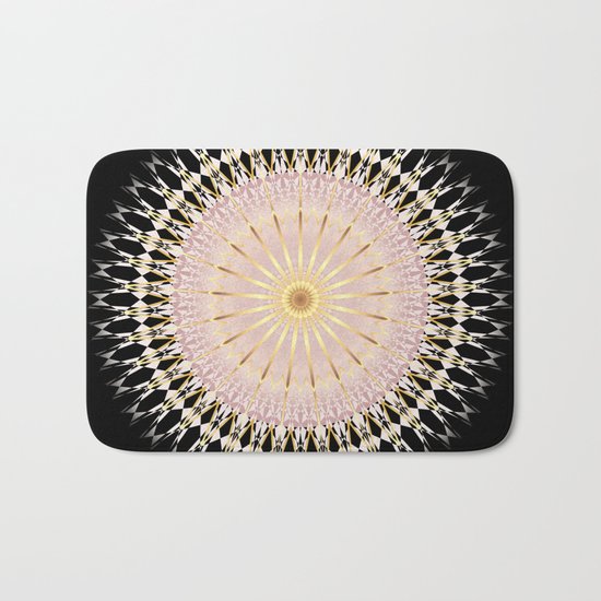 Blush Gold Black Mandala Bath Mat