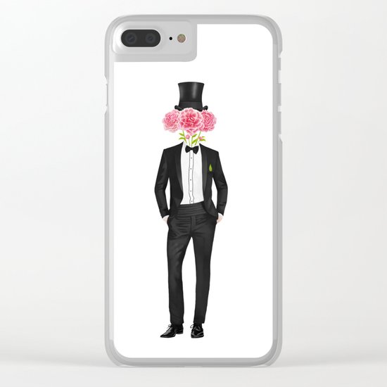 Gentleman with flowers Clear iPhone Case