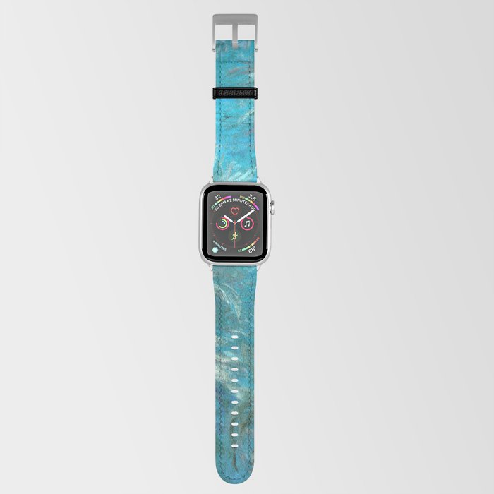The Path through the Irises floral iris landscape painting by Claude Monet in alternate blue Apple Watch Band