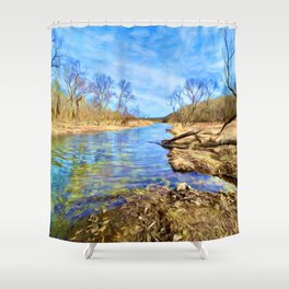 Beyond the Magic River Sky in Blue Shower Curtain
