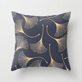 Luxury ginkgo leaves pattern Throw Pillow
