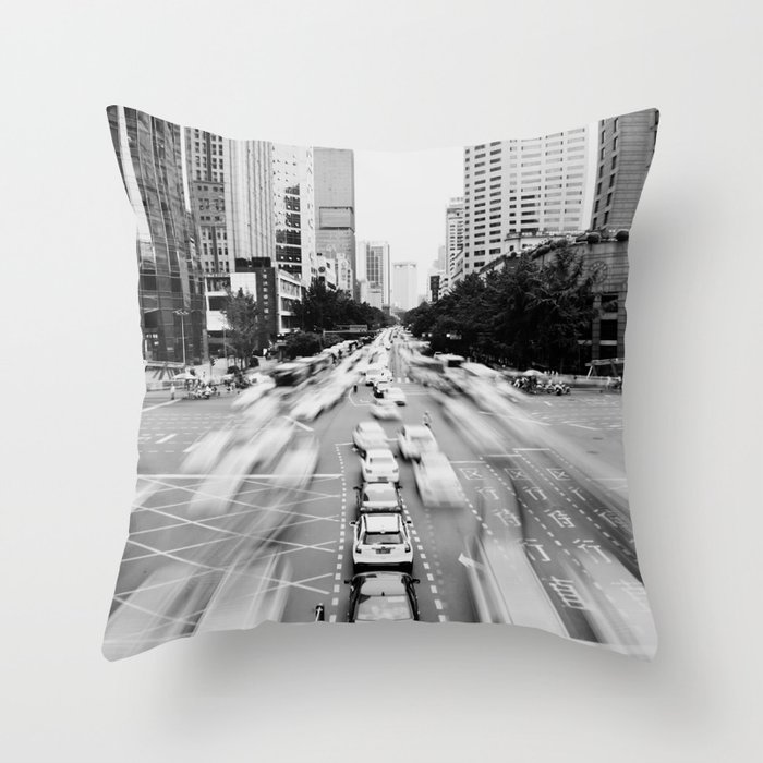 Cityscape (Black and White) Throw Pillow