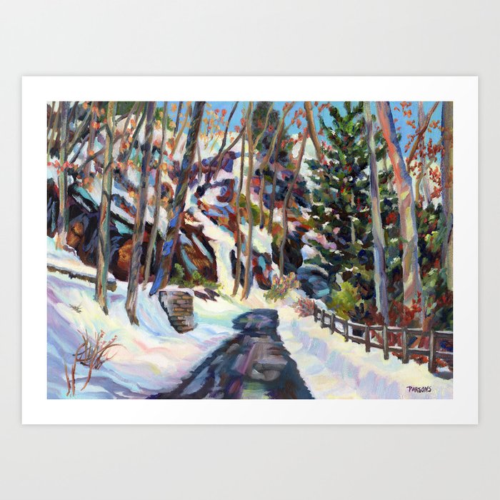 Winter Color in Bucks County, Pennsylvania Impressionist Snow Scene Art Print