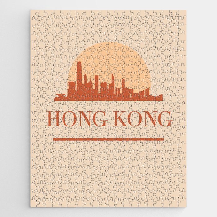 HONG KONG CITY SKYLINE EARTH TONES Jigsaw Puzzle
