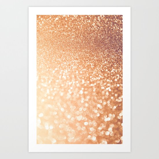 The late Sunset- Rosegold Gold glitter pattern Art Print
