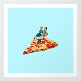 pizza my heart turquoise Art Print