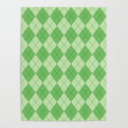 Seamless Light Green Argyle Pattern Poster