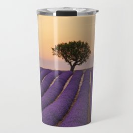 Sunset Over Lavender Field Travel Mug