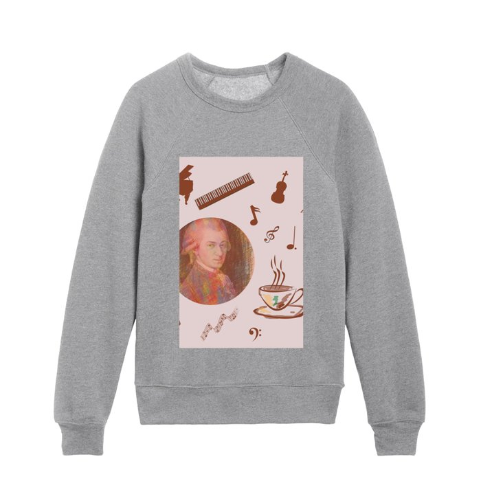 Coffee is a human right for a musician - on a pink background Kids Crewneck