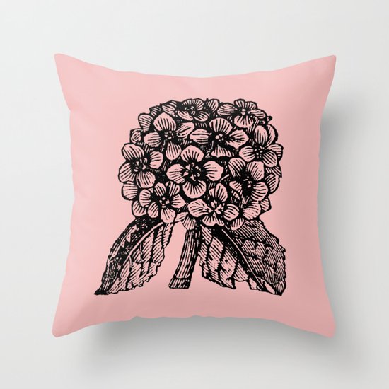 Pink Hydrangea Throw Pillow