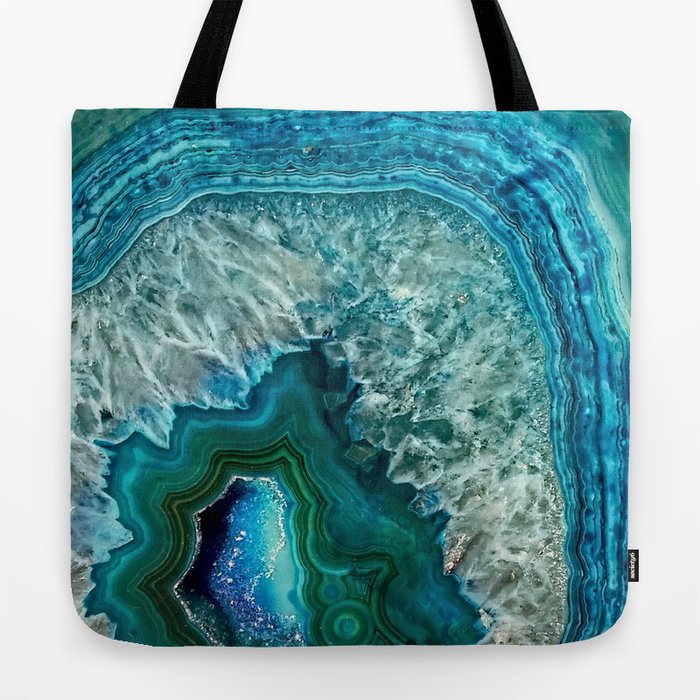 Aqua turquoise agate mineral gem stone Tote Bag