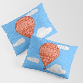 Hot Air Balloon, Coral Orange Against a Blue Sky Pillow Sham